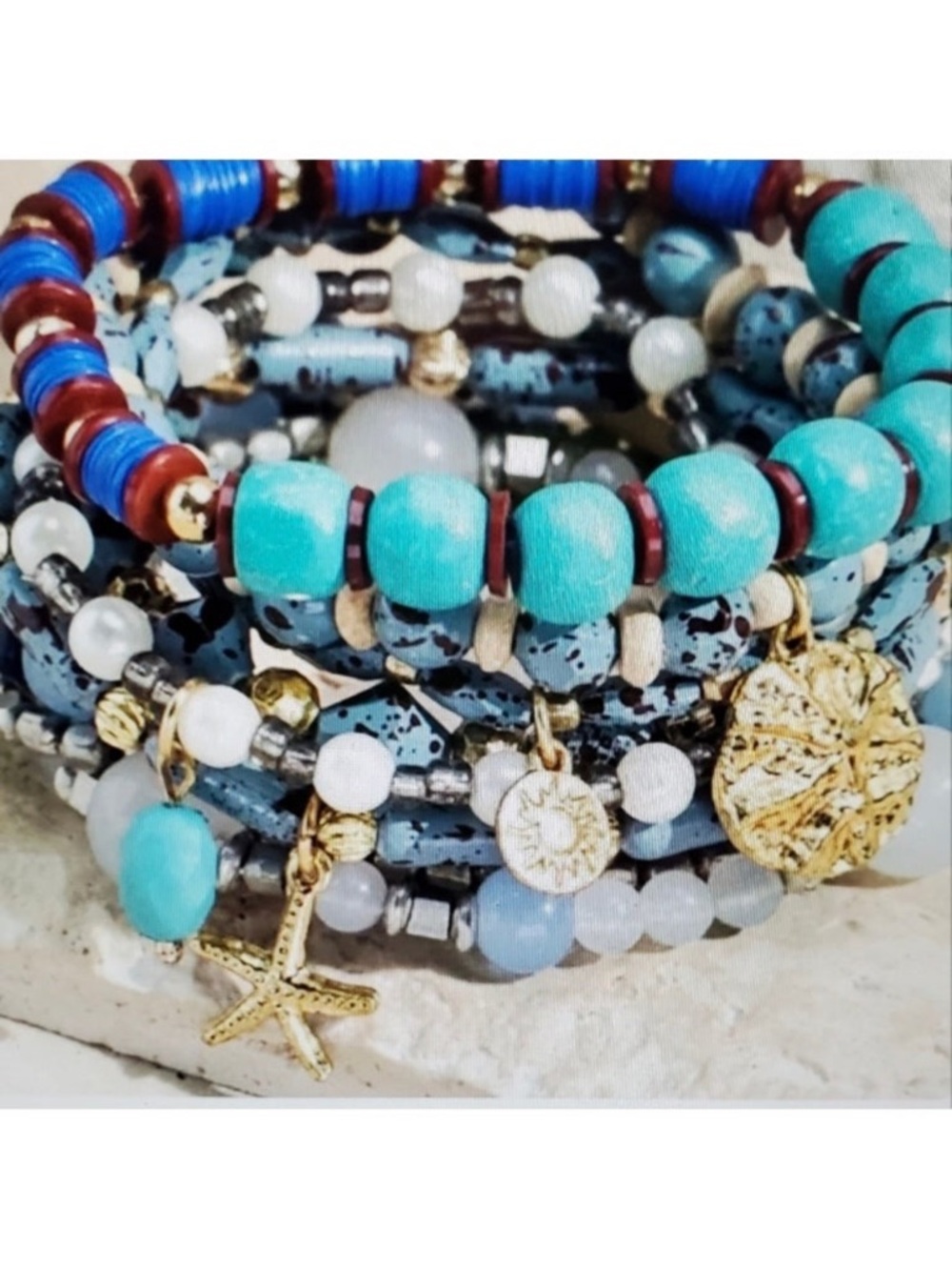 New Blue Beaded Multi-Strand Women's Bracelet